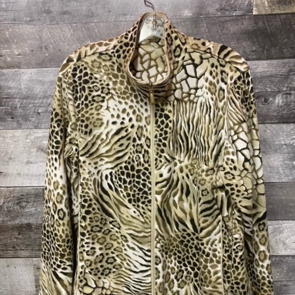 ALIA Ladies Animal Pattern Plus Full Zipped Light Jacket Size: 1X **EUC** - Picture 1 of 5